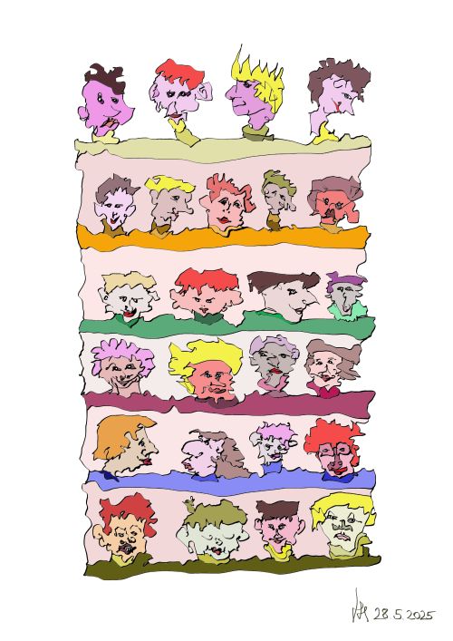 zeilenzeichnung gesichter